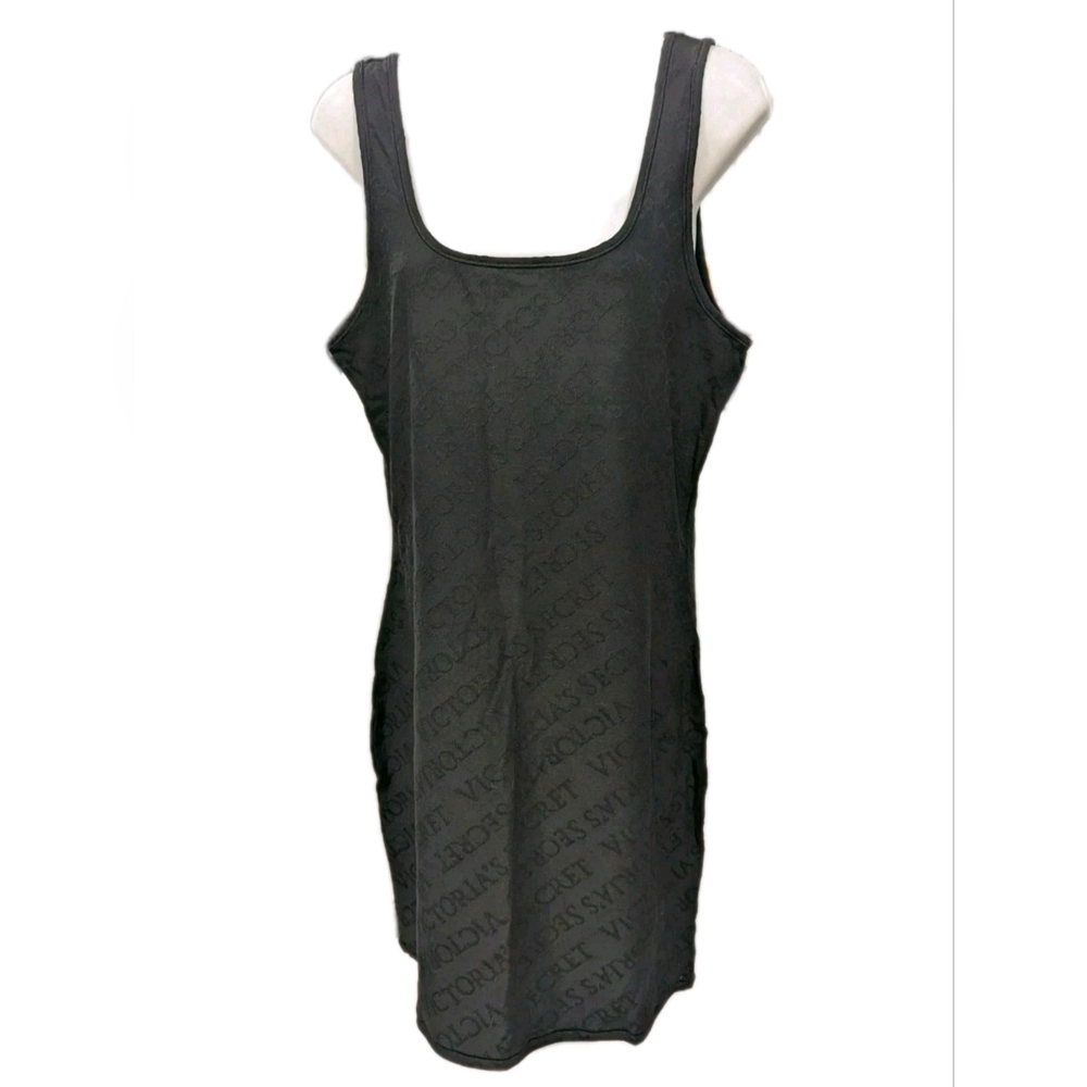 Victoria’s Secret Bodycon Tank Dress Black Logo Stretch Cotton Size XL - NWT